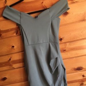 Windsor olive green off the shoulder dress